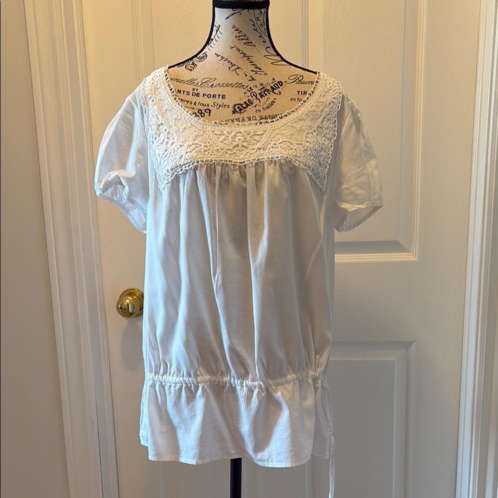 Cleo White Smocked Bib Collar Blouse